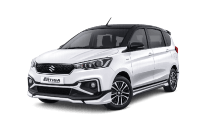 Suzuki All New Ertiga Hybrid putih dari Altranscar Rent Car untuk layanan sewa mobil dengan supir di Jakarta.