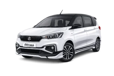 Suzuki All New Ertiga Hybrid putih dari Altranscar Rent Car untuk layanan sewa mobil dengan supir di Jakarta.