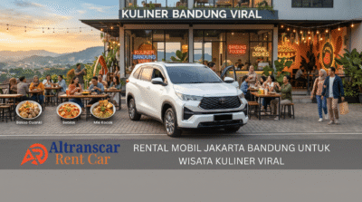 Sewa mobil Jakarta Bandung untuk wisata kuliner viral di Bandung dengan mobil nyaman di depan restoran